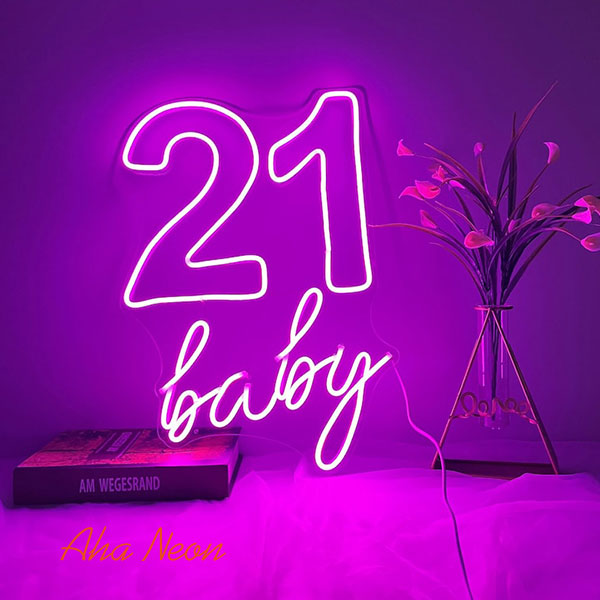 21 Baby Neon Birthday Sign - 4