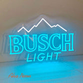 Neon sign with 'BUSCH LIGHT' text on a white background -1.
