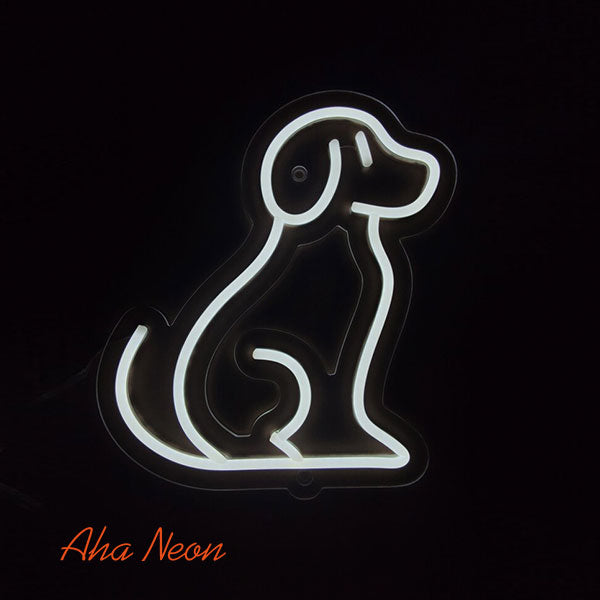 Dog Neon Sign - White