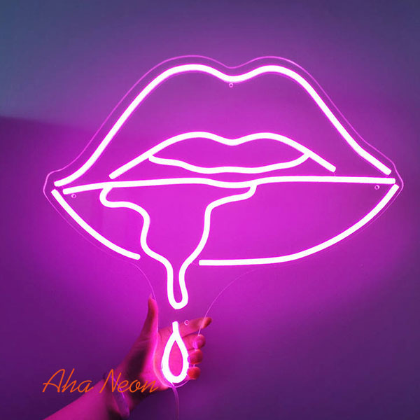 Dripping Lips Neon Sign - Hot Pink