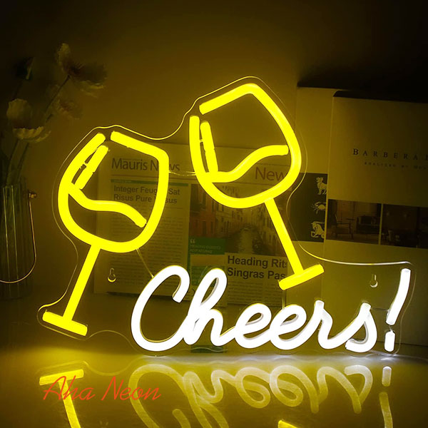 Glass Wine Cheers Neon Sign - 1