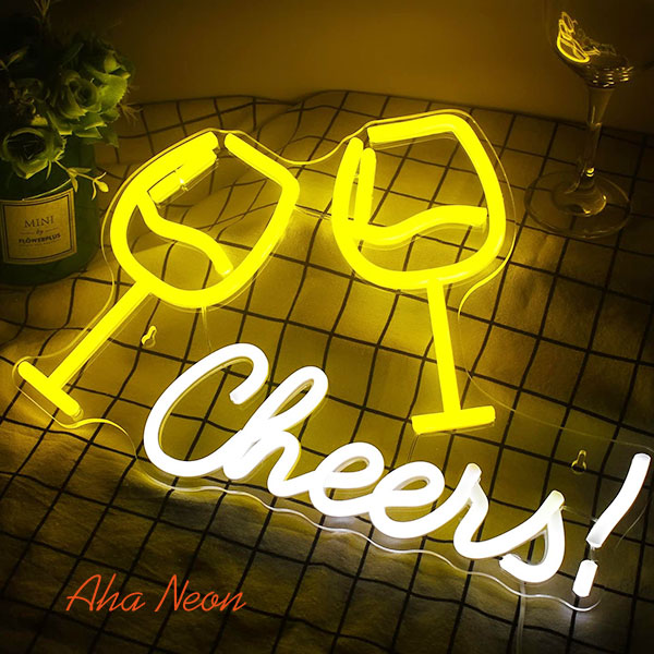 Glass Wine Cheers Neon Sign - 2