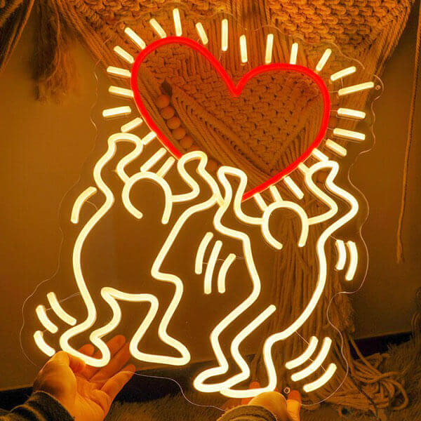 Keith Haring Love Neon Wall Art - 1