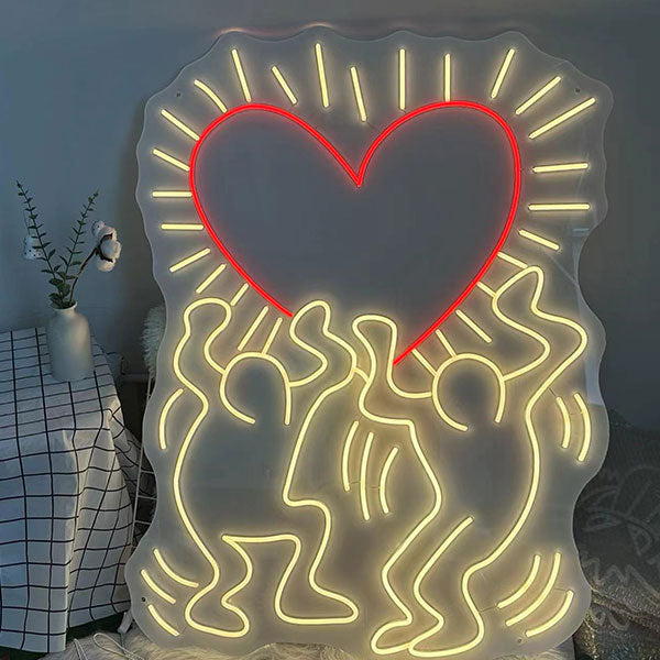 Keith Haring Love Neon Wall Art - 3