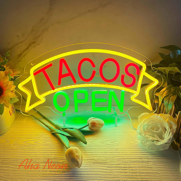 Tacos LED Open Neon Wall Decor Light