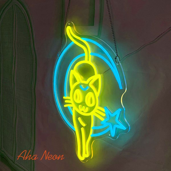 Sailor Moon Luna Cat Neon Wall Art - 3