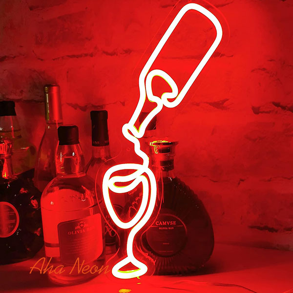 Wine Bottle Neon Wall Art - 1