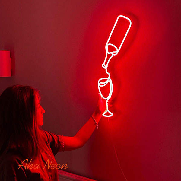Wine Bottle Neon Wall Art - 4