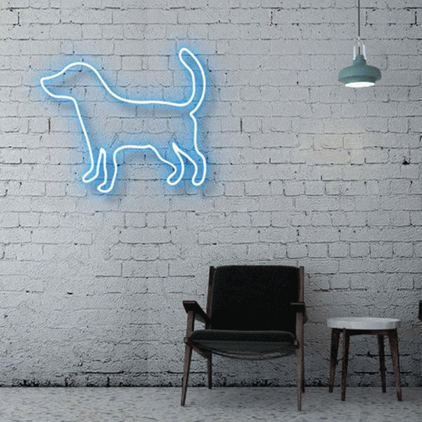 Dog Neon Light Sign - Ice Blue
