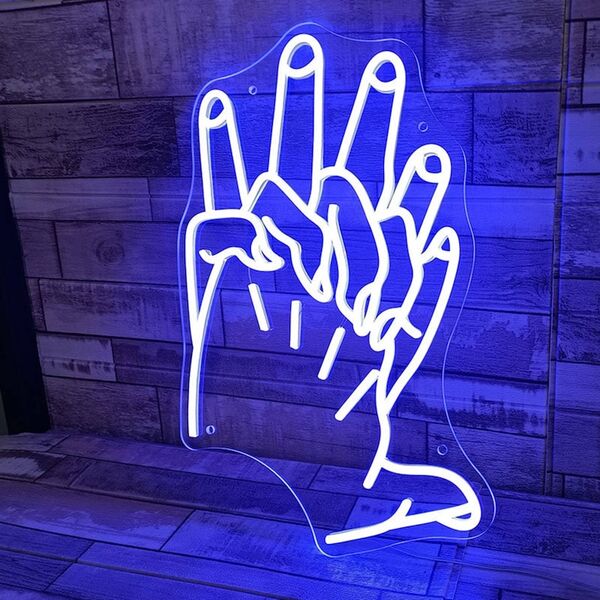Hands of God Neon Sign - Blue