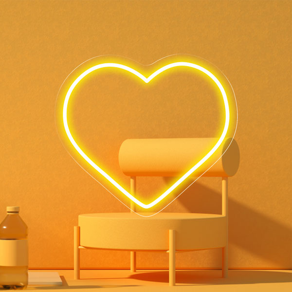 Custom Heart Wedding Neon Sign - Lemon Yellow