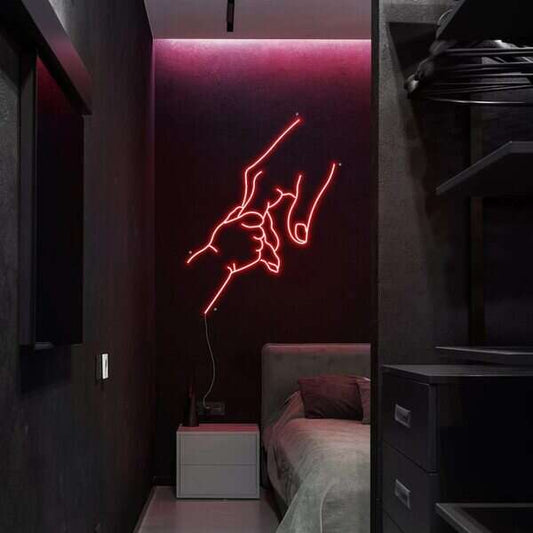 Holding Hand Bedroom Sign - Aha Neon®