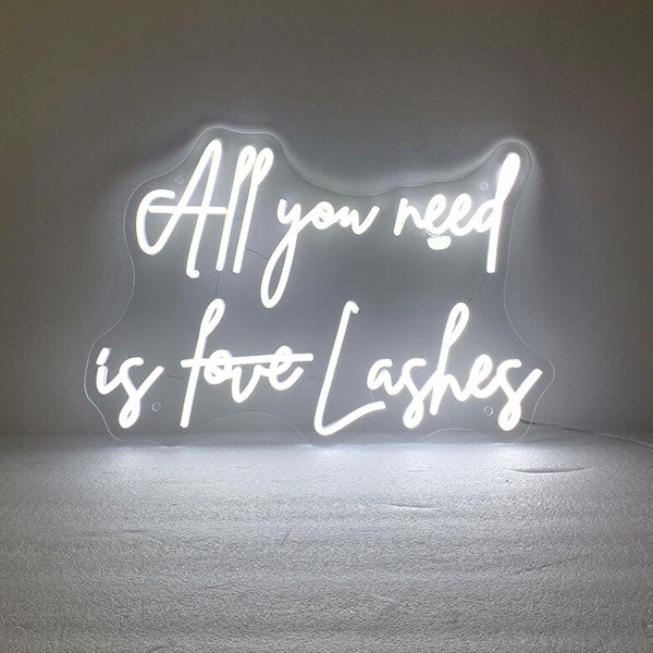 All You Need is Love Lashes Neon Sign - White