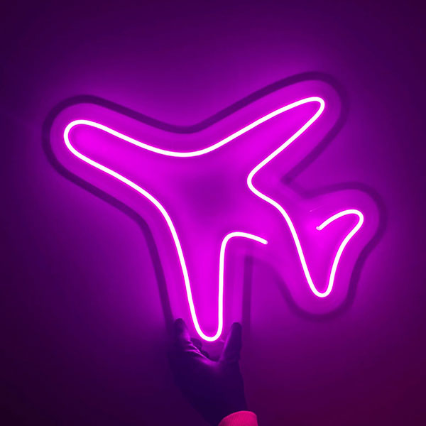 Plane Neon Sign - Purple
