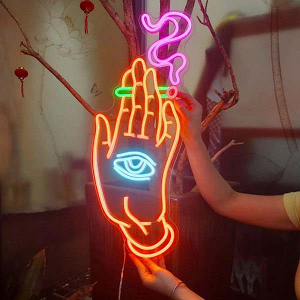 Hand Eye Smoking Neon Wall Art - 1
