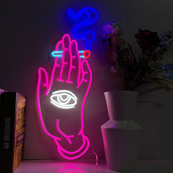 Hand Eye Smoking Neon Wall Art - 2