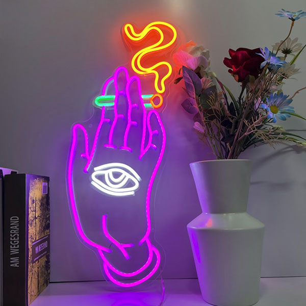 Hand Eye Smoking Neon Wall Art - 3
