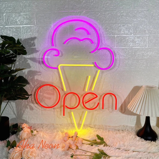 Ice Cream Neon Open Sign - Aha Neon®