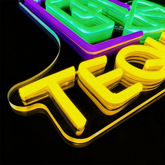 A part of tequila neon bar sign on a textured surface.