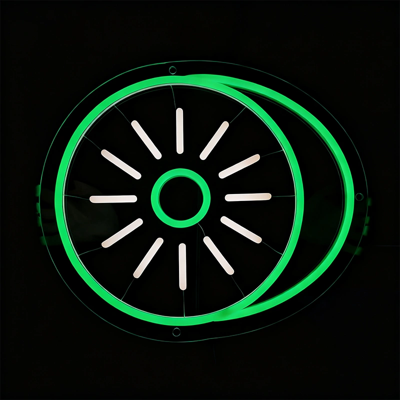 Green kiwi light on a black background