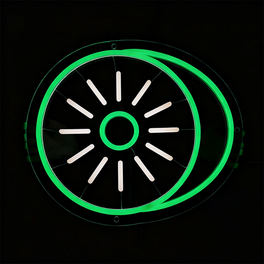 Green kiwi light on a black background