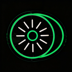 Green kiwi light on a black background