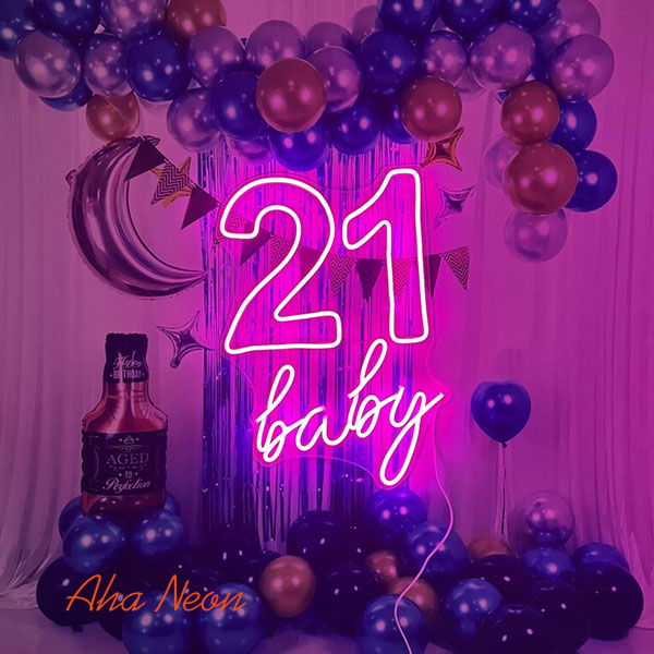21 Baby Neon Birthday Sign - 1