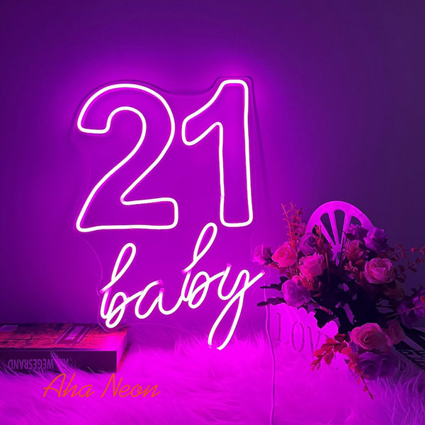 21 Baby Neon Birthday Sign - 2