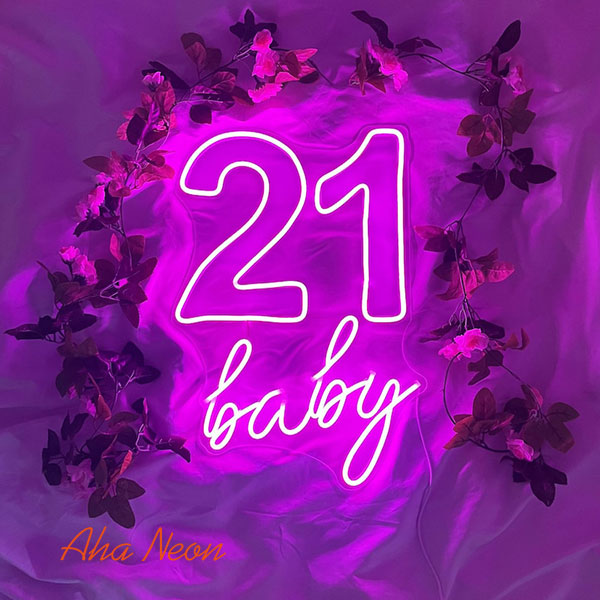 21 Baby Neon Birthday Sign - 3