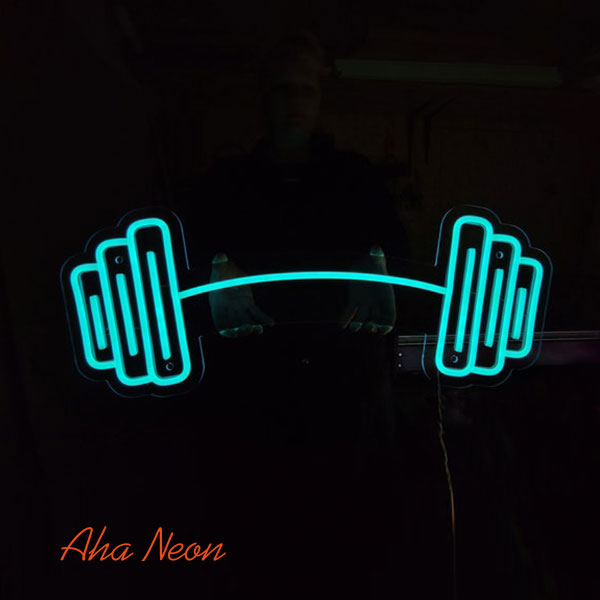 Barbell Neon Sign - Ice Blue