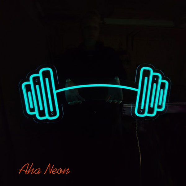 Barbell Neon Sign - Ice Blue