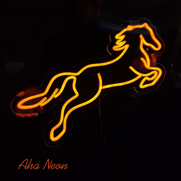 Jumping Horse Neon Light - Gold Yellow