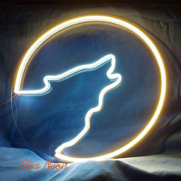 Wolf on the Moon LED Neon Sign - 1