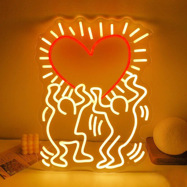 Keith Haring Love Neon Wall Art - 2