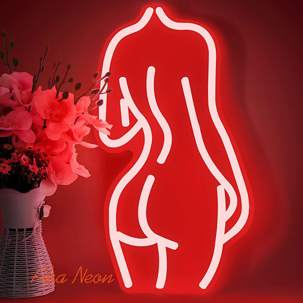 Nude Lady's Back Neon Art Sign - Pink