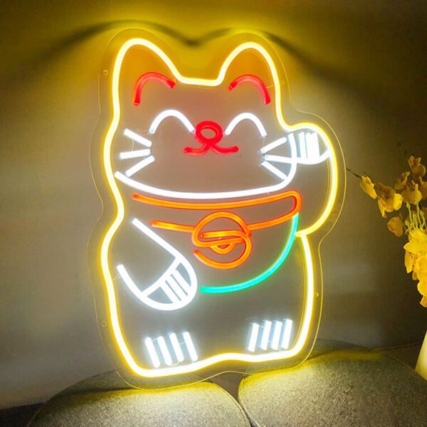 Lucky Cat Neon Wall Art - 2
