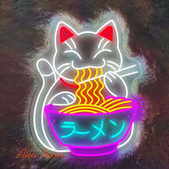 Lucky Cat Neon Wall Art - Aha Neon®