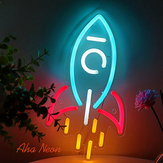 Rocket Ship Neon Sign - Aha Neon®