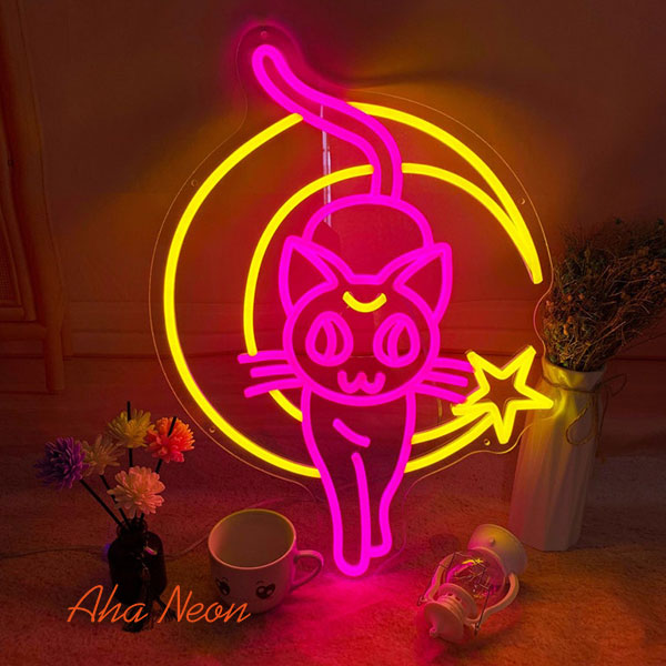 Sailor Moon Luna Cat Neon Wall Art - 1
