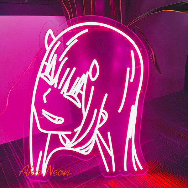 Zero Two Neon Cartoon Sign - Hot Pink