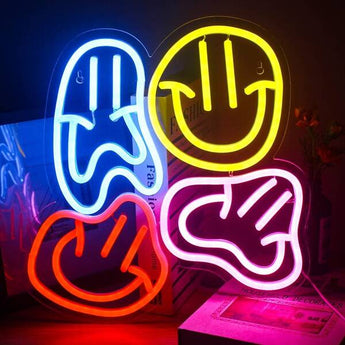 Distorted Smile Face Neon Sign - Aha Neon®