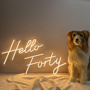 Hello Forty Birthday Sign - Aha Neon®