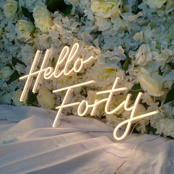 Hello Forty Birthday Sign - Aha Neon®