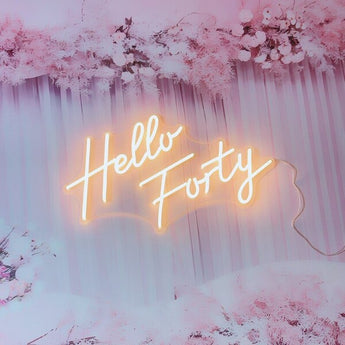 Hello Forty Birthday Sign - Aha Neon®