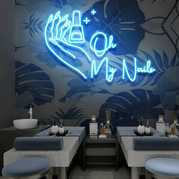 Nail Neon Light Sign - Ice Blue