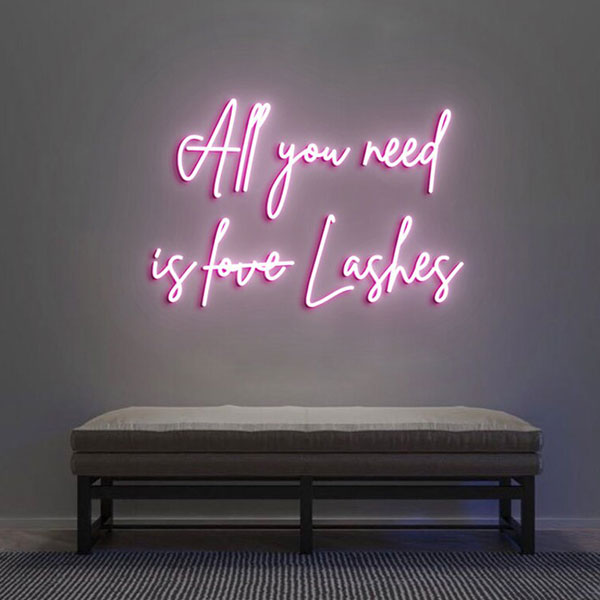 All You Need is Love Lashes Neon Sign - Pink