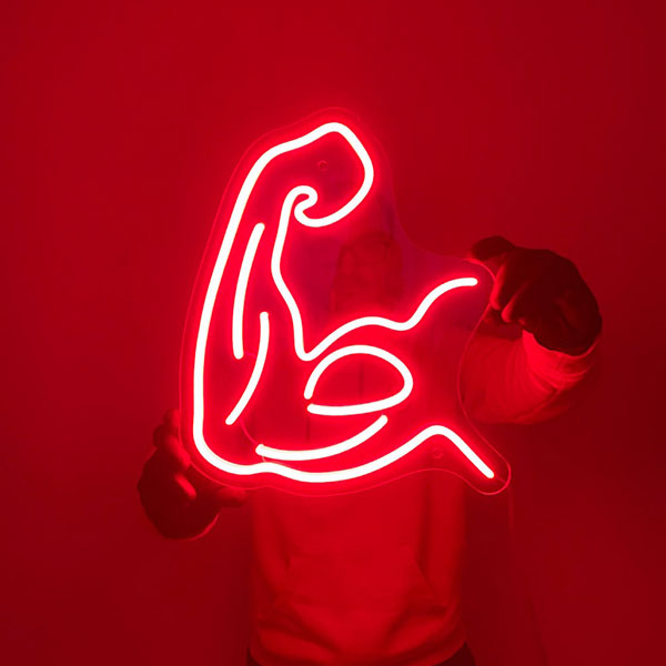 Muscle Neon Wall Art - Red