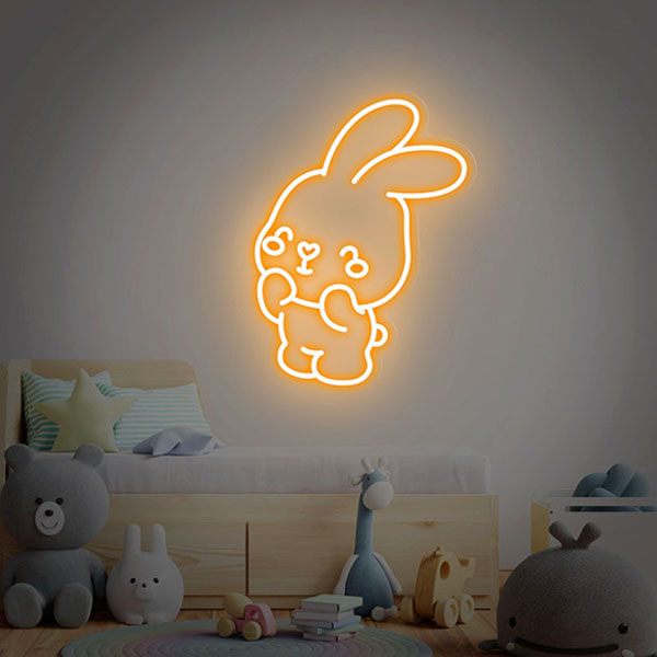Bunny Neon Wall Art - Orange